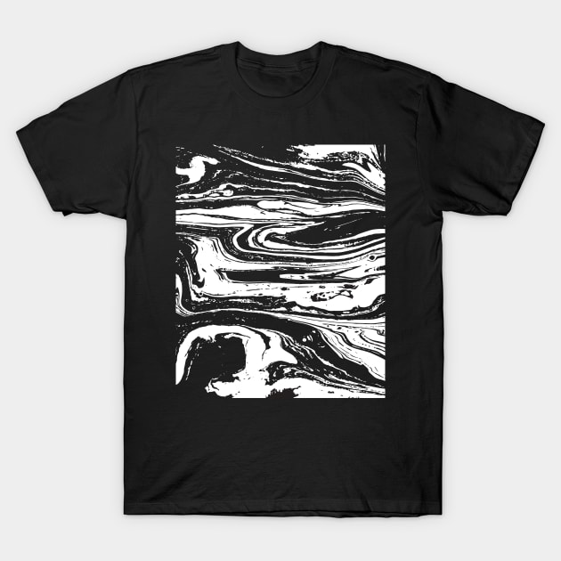 Black And White Marble Art T-Shirt by olivetees